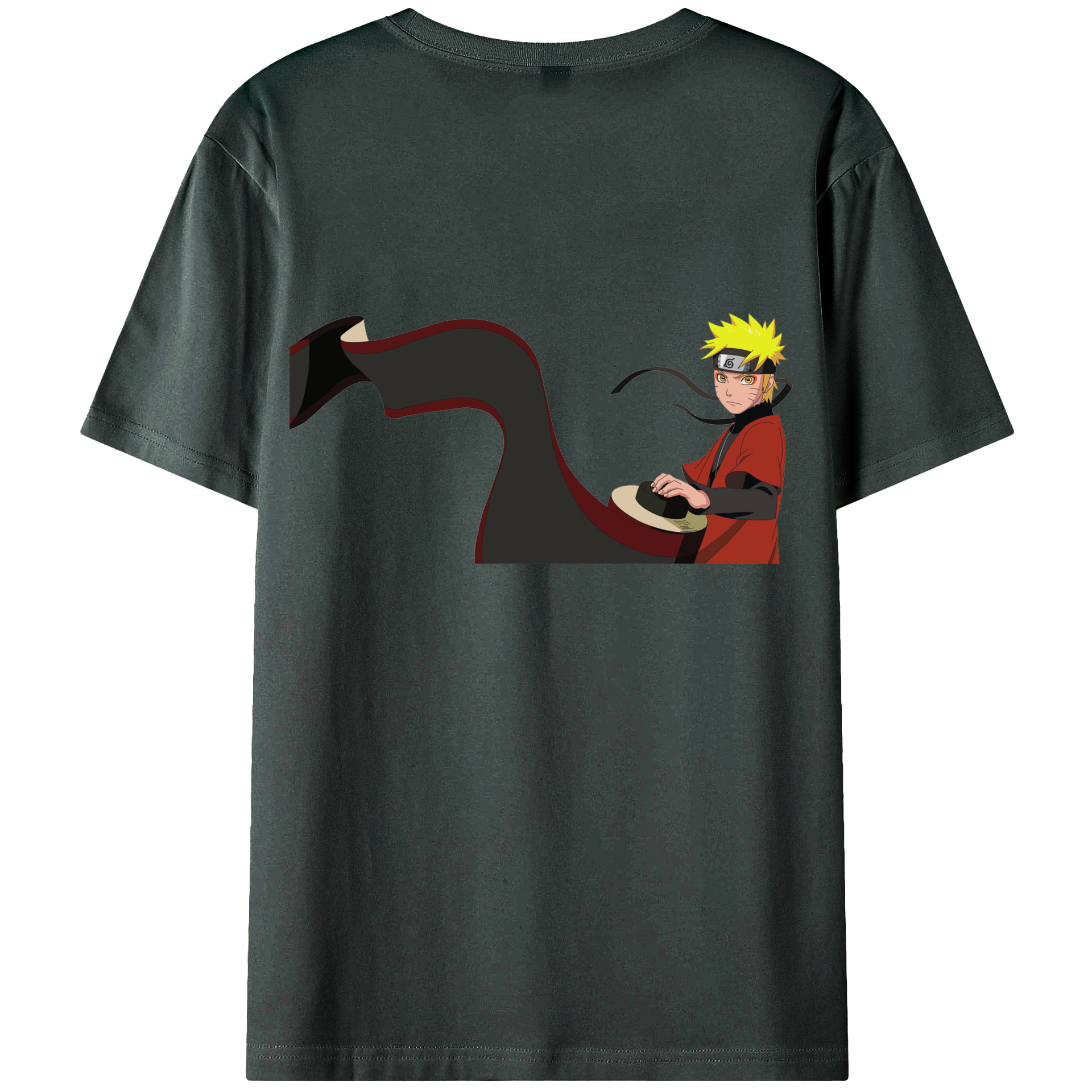 （画像用） NARUTO -ナルト- うずまき ナルト Uzumaki Naruto 綿100％ メンズ半袖Tシャツ（バックプリント） 通気性